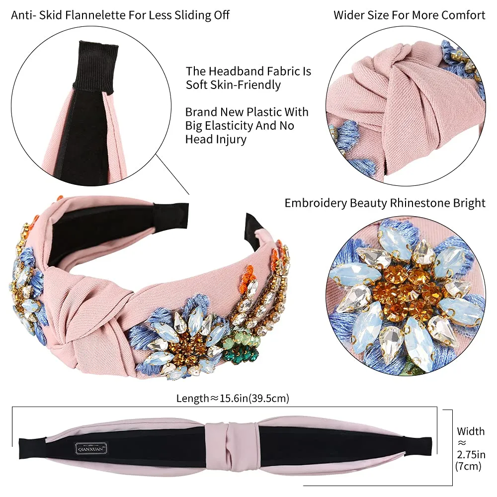 Rhinestone Crystal Headband For Women Handmade Jewelry Girls Hair Accessories Diamond Fashion Headbands Girl Handmade Beaded Glitter Flower Hairbands