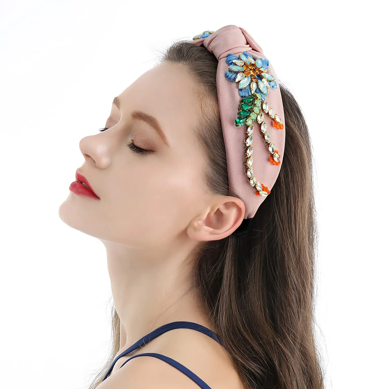 Rhinestone Crystal Headband For Women Handmade Jewelry Girls Hair Accessories Diamond Fashion Headbands Girl Handmade Beaded Glitter Flower Hairbands