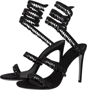 Rhinestone Tassel Wrap Around High Heels Stiletto Sandals for Women,Women's Colorful Diamonds Twist Around Open Round Toe Lace up Heeled Sandals Date Banquet Dress Wedding Prom High Heeled Shoes