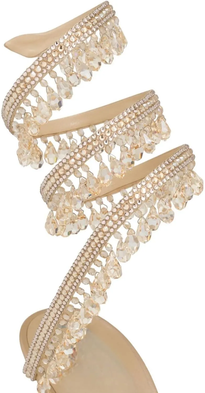 Rhinestone Tassel Wrap Around High Heels Stiletto Sandals for Women,Women's Colorful Diamonds Twist Around Open Round Toe Lace up Heeled Sandals Date Banquet Dress Wedding Prom High Heeled Shoes