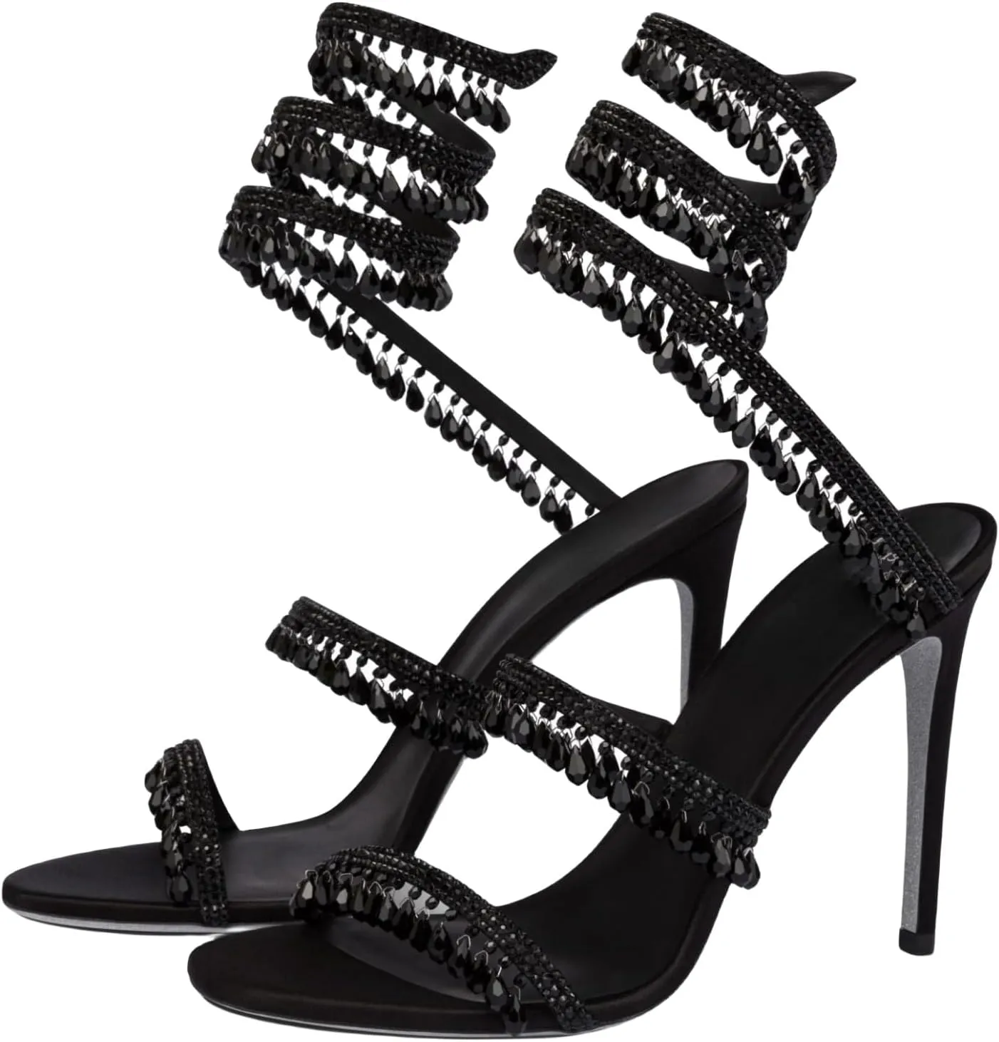 Rhinestone Tassel Wrap Around High Heels Stiletto Sandals for Women,Women's Colorful Diamonds Twist Around Open Round Toe Lace up Heeled Sandals Date Banquet Dress Wedding Prom High Heeled Shoes