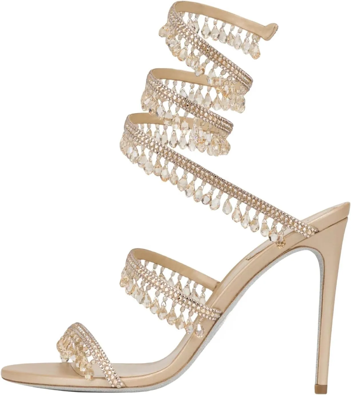 Rhinestone Tassel Wrap Around High Heels Stiletto Sandals for Women,Women's Colorful Diamonds Twist Around Open Round Toe Lace up Heeled Sandals Date Banquet Dress Wedding Prom High Heeled Shoes