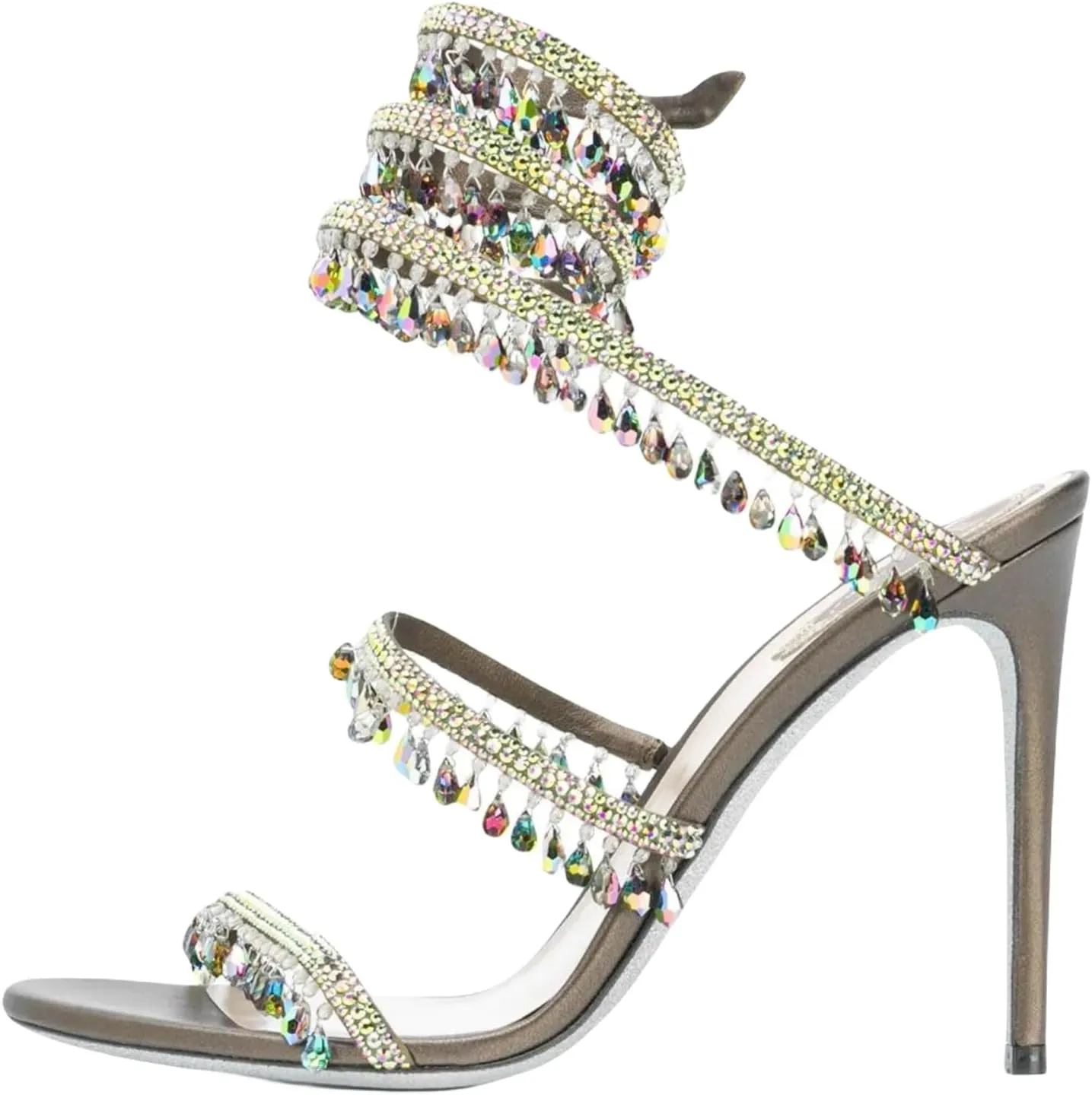 Rhinestone Tassel Wrap Around High Heels Stiletto Sandals for Women,Women's Colorful Diamonds Twist Around Open Round Toe Lace up Heeled Sandals Date Banquet Dress Wedding Prom High Heeled Shoes