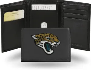 Rico Industries NFL Embroidered Genuine Leather Tri-fold Wallet 3.25" x 4.25" - Slim