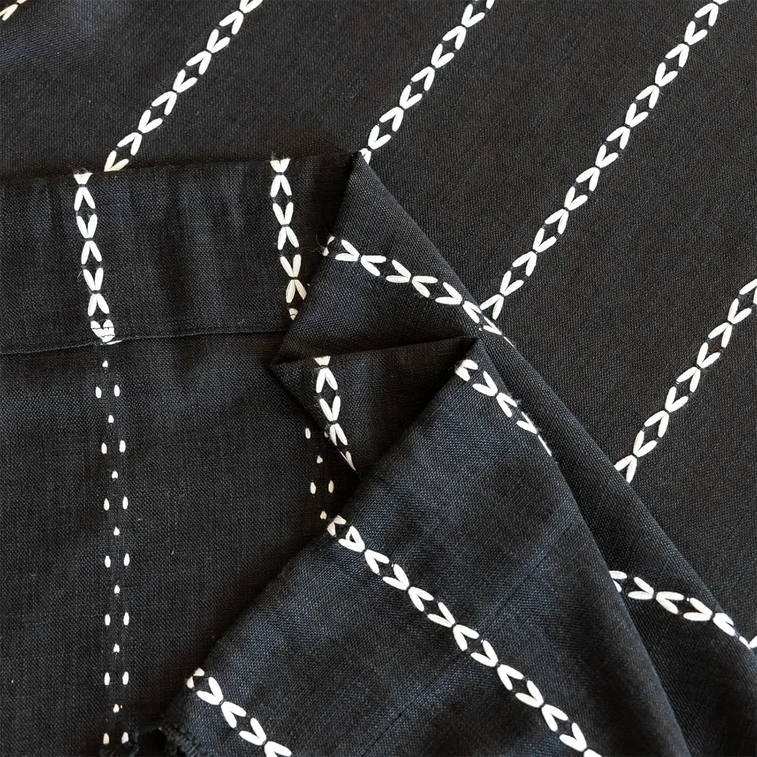 RoomTalks Black Boho Farmhouse Curtains for Bedroom Living Room 84 Inch Length 2 Panles, French Country Halloween Gothic Cute Textured Window Curtain Panels Bohemian Vintage Tassel Draperies