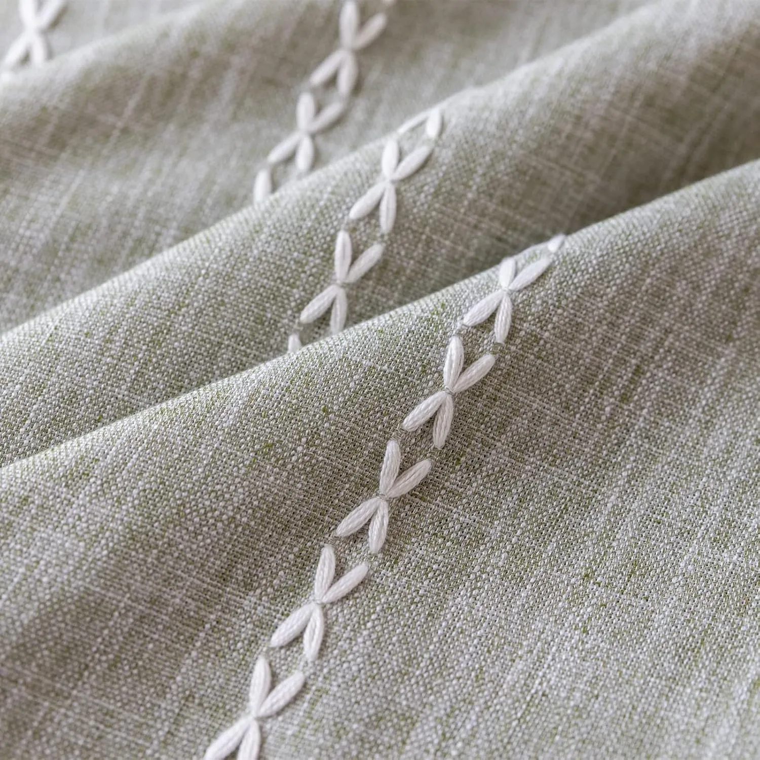 RoomTalks Sage Green Boho Farmhouse Curtains for Bedroom Living Room 84 Inch Length French Country Spring Cute Textured Window Curtain Panels Striped Bohemian Chic Tassel Draperies, 84’’L x 52’’W