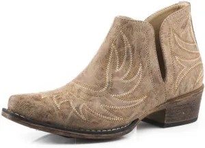 ROPER Womens Riley Shorty Embroidered Snip Toe Casual Boots Ankle Low Heel 1-2" - Black
