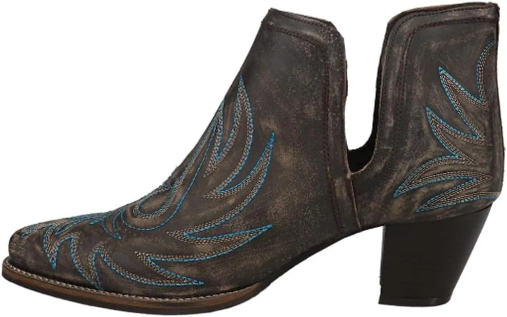ROPER Womens Rowdy Embroidery Pointed Toe Casual Boots Ankle Mid Heel 2-3" - Brown