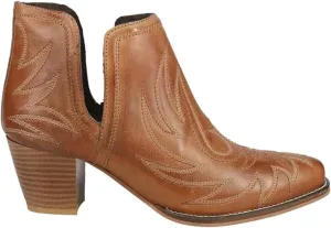 ROPER Womens Rowdy Embroidery Pointed Toe Casual Boots Ankle Mid Heel 2-3" - Brown