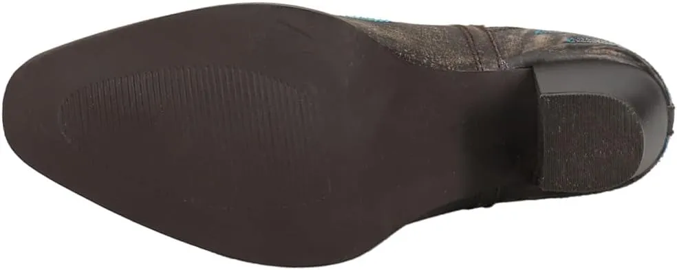 ROPER Womens Rowdy Embroidery Pointed Toe Casual Boots Ankle Mid Heel 2-3" - Brown
