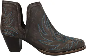 ROPER Womens Rowdy Embroidery Pointed Toe Casual Boots Ankle Mid Heel 2-3" - Brown