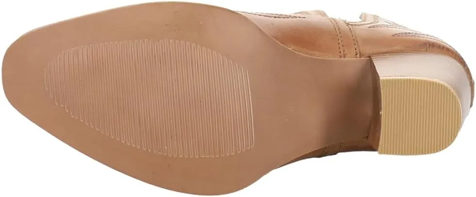 ROPER Womens Rowdy Embroidery Pointed Toe Casual Boots Ankle Mid Heel 2-3" - Brown