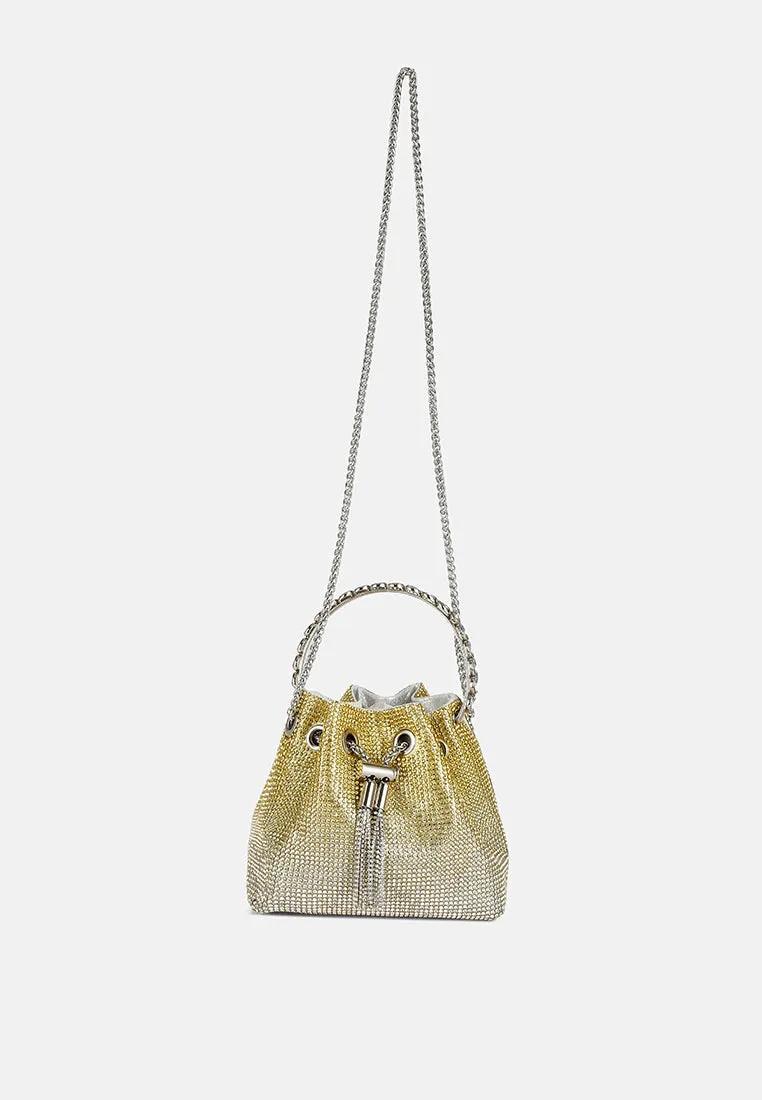 Round Handle Rhinestone Bucket Bag By RAG
