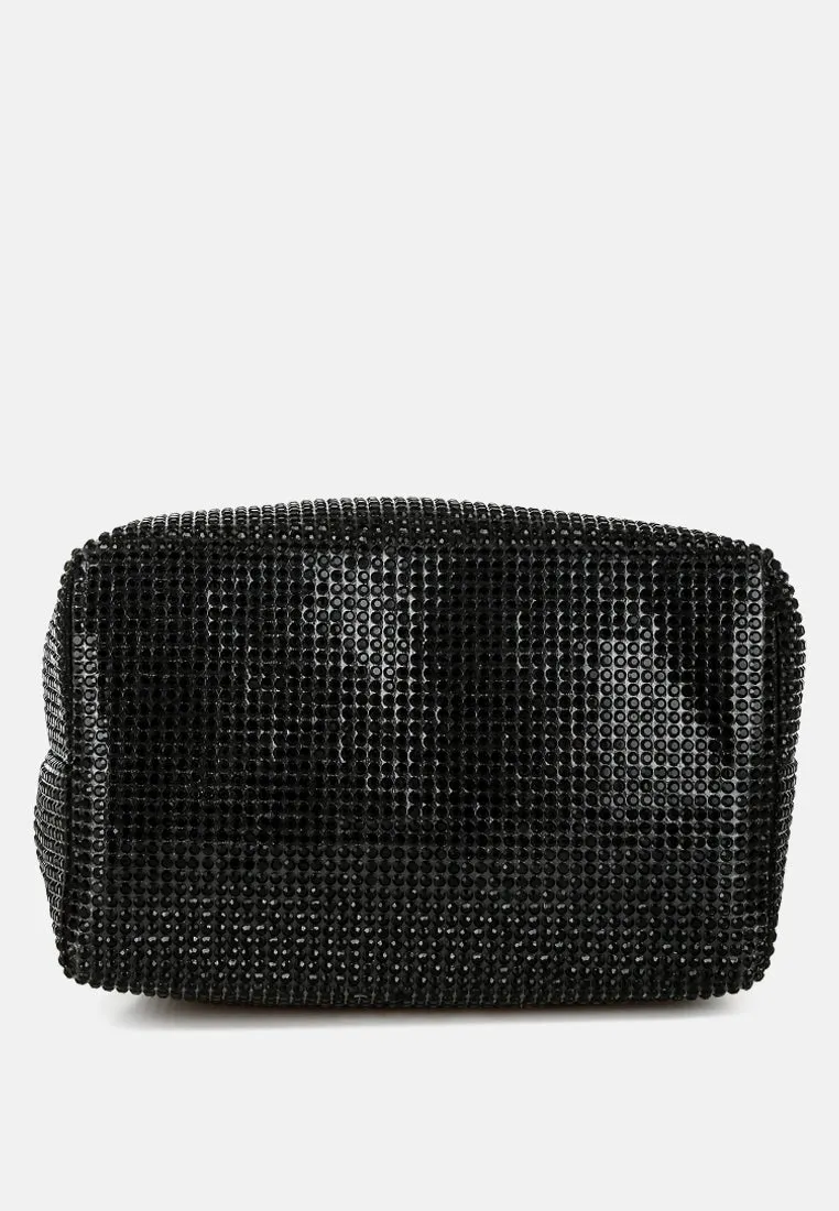 Round Handle Rhinestone Bucket Bag By RAG