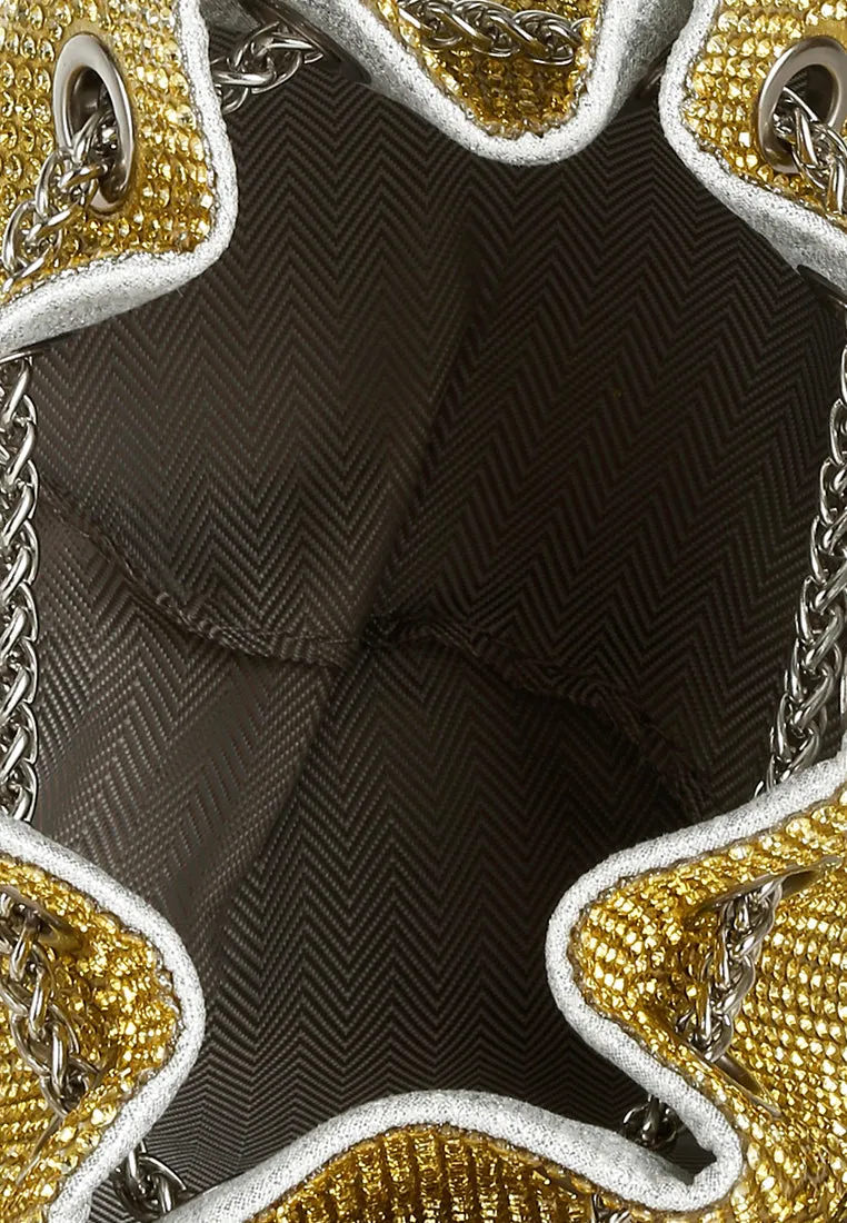 Round Handle Rhinestone Bucket Bag By RAG
