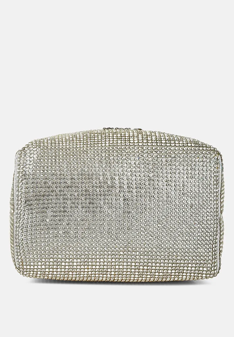 Round Handle Rhinestone Bucket Bag By RUW