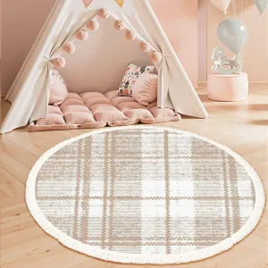 Round Rugs Camel Beige Trend Seamless Lines Plaid Washed Texture Seamless Pattern Boho Area Rug Linen and Cotton Carpet Meditation Rug Washable Hallway Runner Mat Accent Rug for Bedroom Nursery 3ft