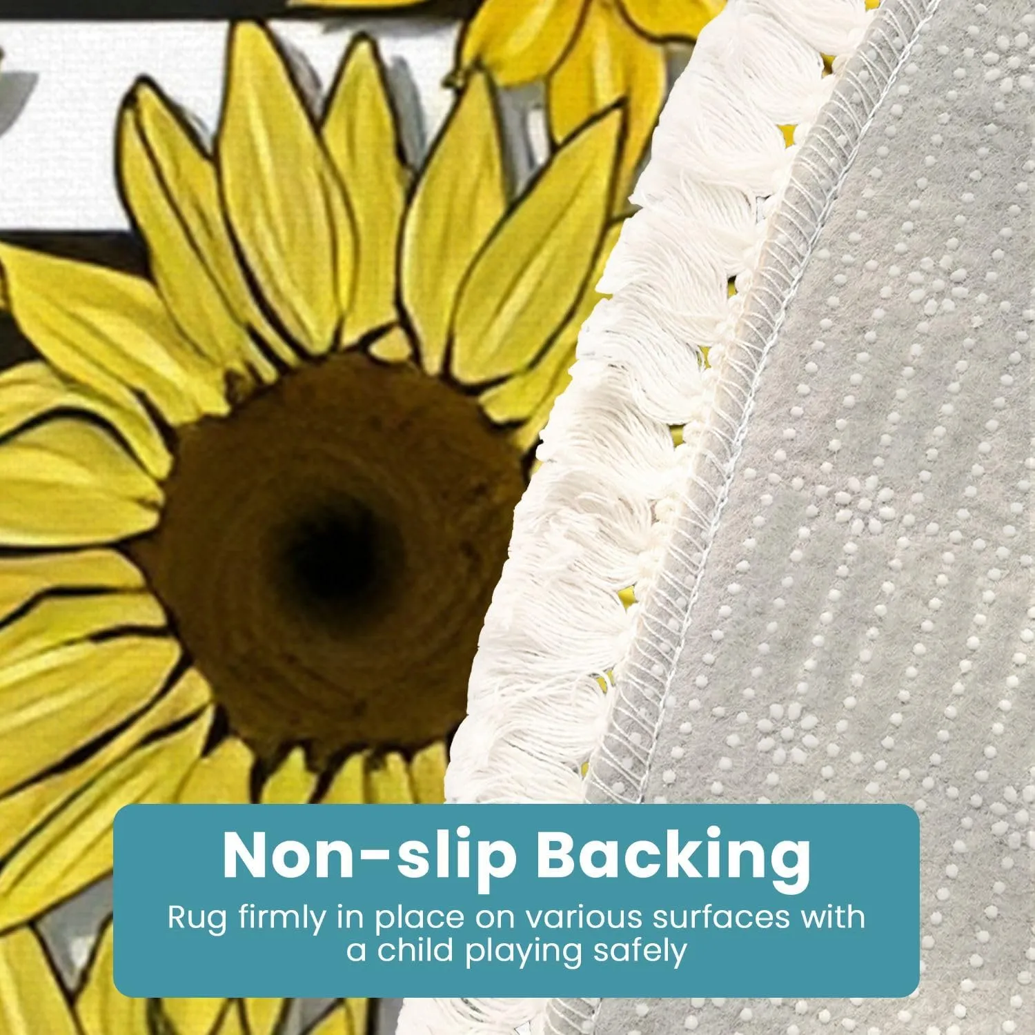 Round Rugs Sunflowers Field Seamless Pattern for Fabric Textile Flat Colors to Boho Area Rug Linen and Cotton Carpet Meditation Rug Washable Hallway Runner Mat Accent Rugs for Bedroom Nursery 6ft