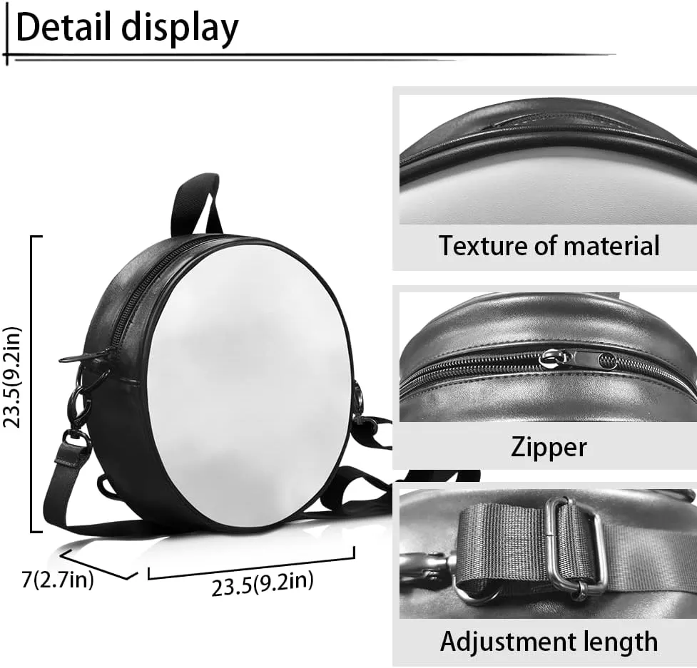 Round Women's Tote Handbags, PU Leather Round Crossbody Bags for Women, Small Durable Satchel Bag Clutch Purse