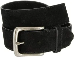 Rounded Edge Buckle & Antique Gold Oval Buckle Casual Jean Suede Leather Belt 1-1/2"(38mm) Wide