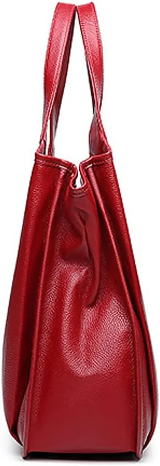 ROUROU Hobo Tote Bag for Women Genuine Leather Handbag Large Capacity Shoulder Bag Retro Satchel