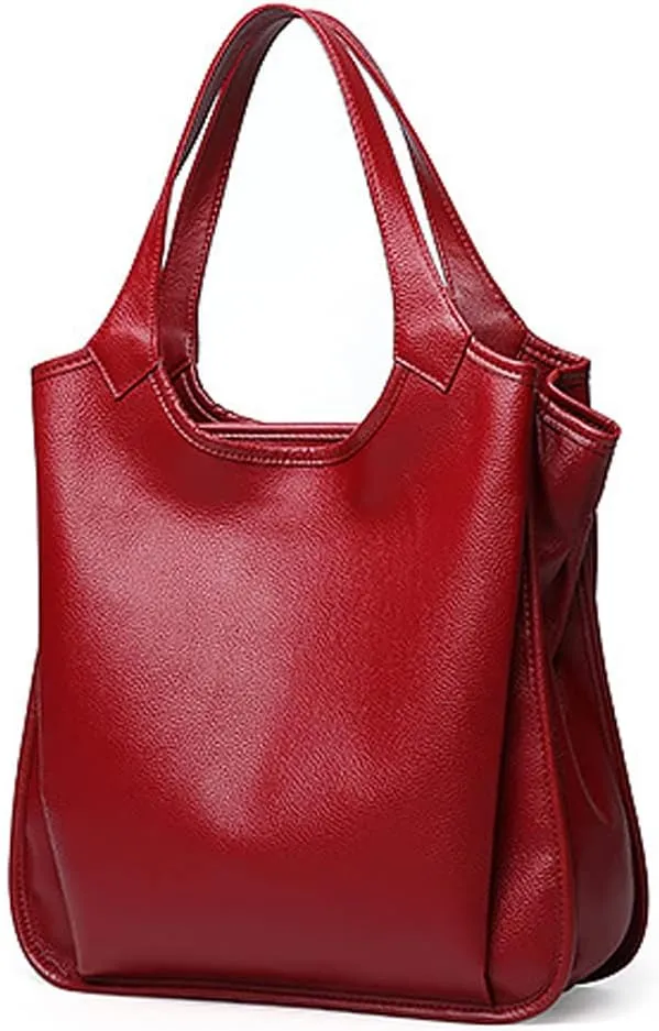 ROUROU Hobo Tote Bag for Women Genuine Leather Handbag Large Capacity Shoulder Bag Retro Satchel