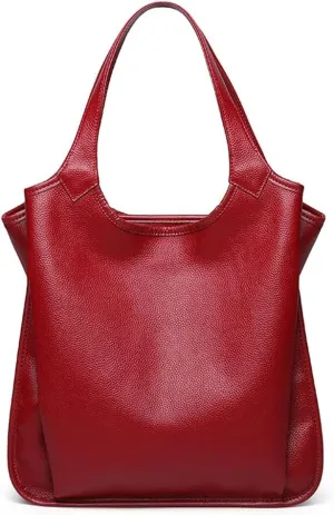 ROUROU Hobo Tote Bag for Women Genuine Leather Handbag Large Capacity Shoulder Bag Retro Satchel