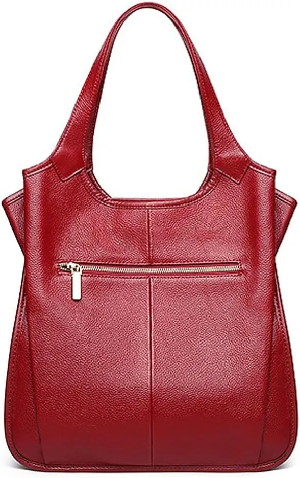 ROUROU Hobo Tote Bag for Women Genuine Leather Handbag Large Capacity Shoulder Bag Retro Satchel