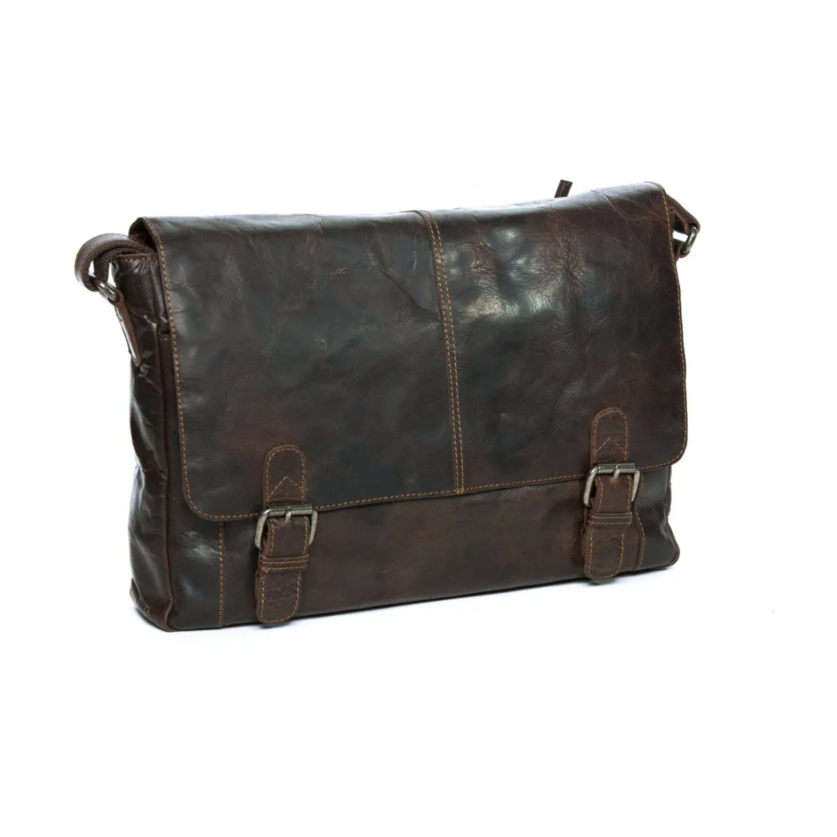 Rugged Hide RH-6001 Mason Men's Front Flap Leather Satchel/ Laptop Bag