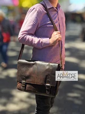 Rugged Hide RH-6001 Mason Men's Front Flap Leather Satchel/ Laptop Bag