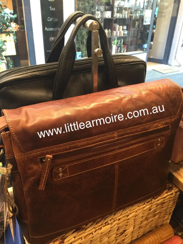 Rugged Hide RH-7001 Ottawa Leather Satchel Laptop Bag