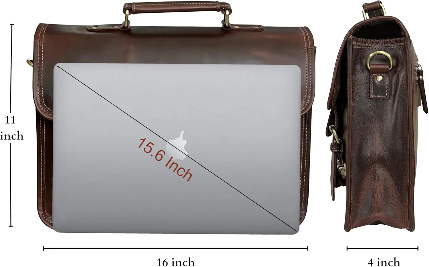 RUSTIC TOWN Leather Messenger Bag for Men - Full Grain Leather Briefcase Laptop Satchel Office Crossbody Travel Bag