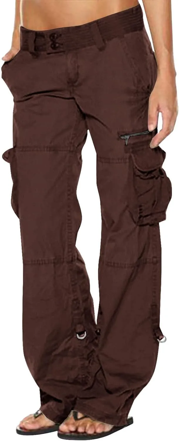 Ruziyoog Women's Tactical Cargo Pants High Waisted Hiking Tactical Army Combat Work Combat Military Trouser with Multi-Pocket