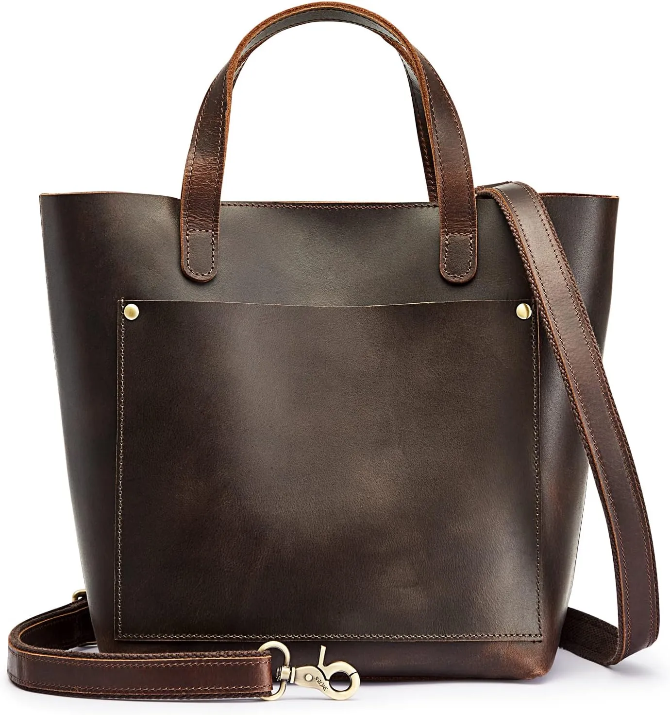 S-ZONE Leather Mini Crossbody Tote Bag Satchel Top-Handle Handbags Shoulder Purses with Inner Pouch