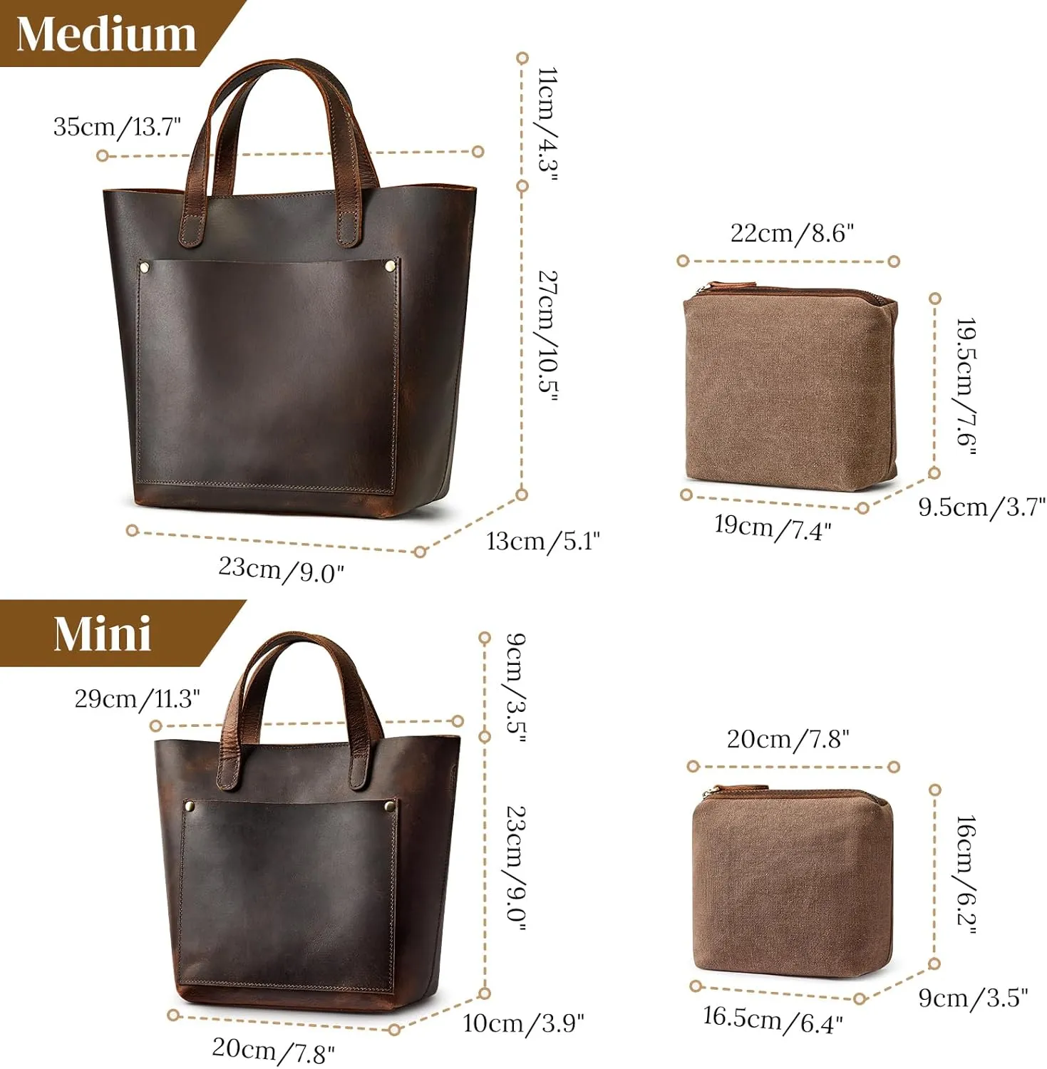 S-ZONE Leather Mini Crossbody Tote Bag Satchel Top-Handle Handbags Shoulder Purses with Inner Pouch