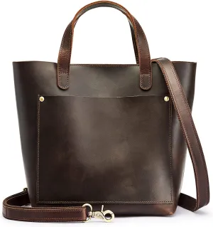 S-ZONE Leather Mini Crossbody Tote Bag Satchel Top-Handle Handbags Shoulder Purses with Inner Pouch