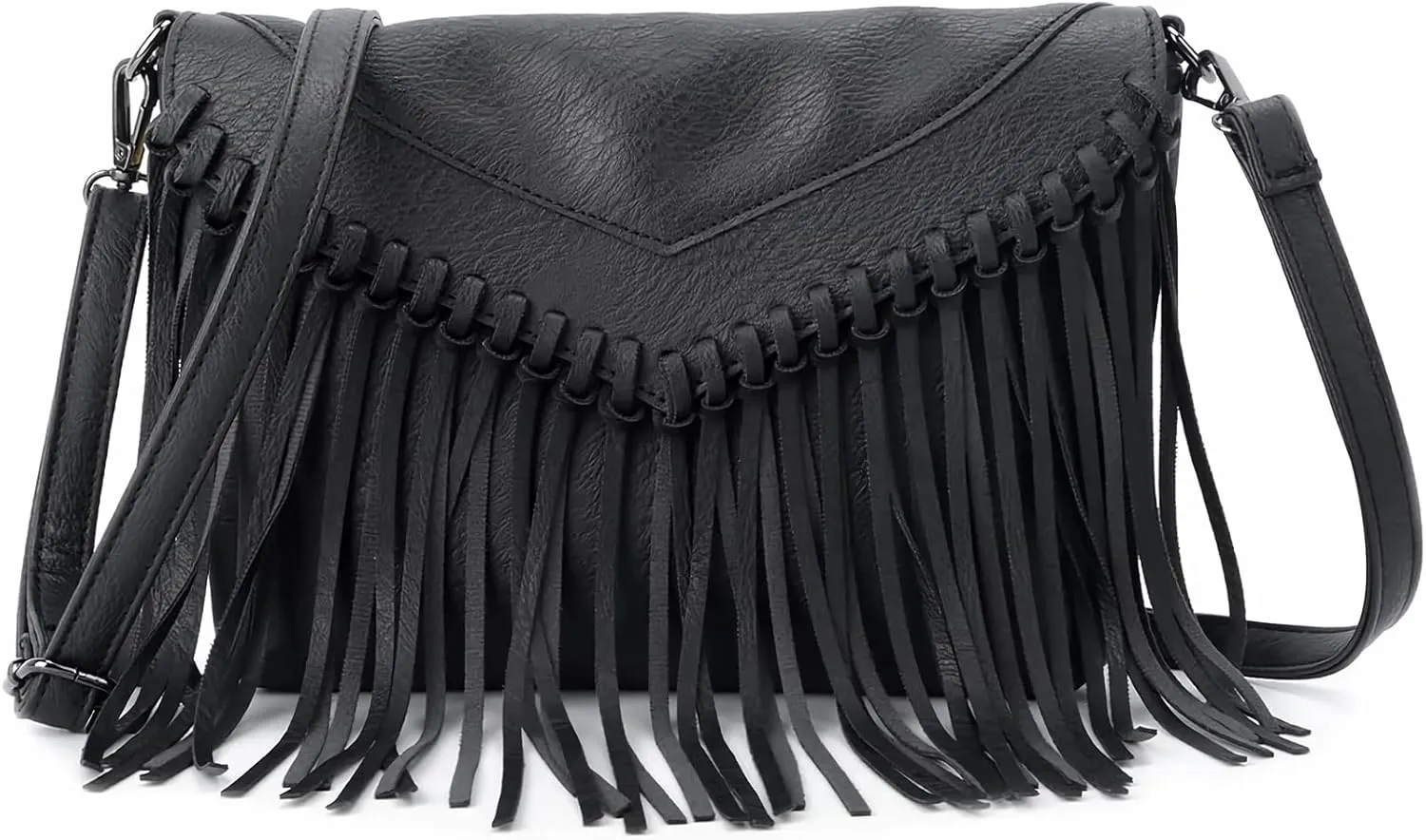Saddhu Fringe Crossbody Purse for Women Faux Leather Handbag Tassel Bohemian Cross Body Bag for Wedding Cocktail Party