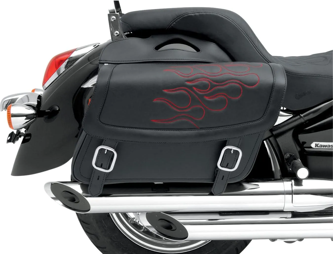 Saddlemen X021-05-0412 Black/Red Flame Large Highwayman Tattoo Saddlebag