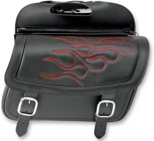 Saddlemen X021-05-0412 Black/Red Flame Large Highwayman Tattoo Saddlebag