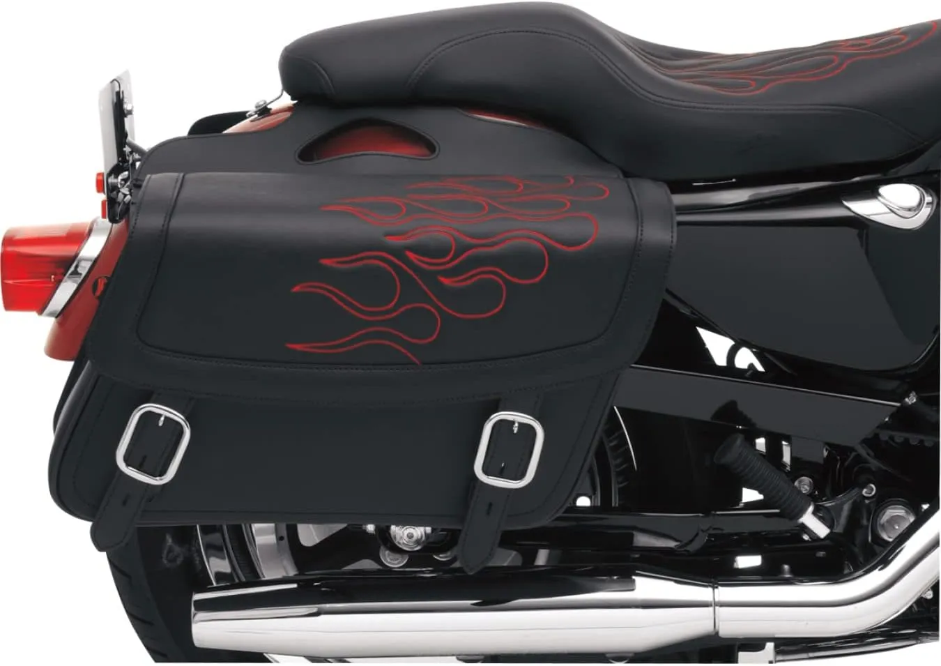 Saddlemen X021-05-0412 Black/Red Flame Large Highwayman Tattoo Saddlebag