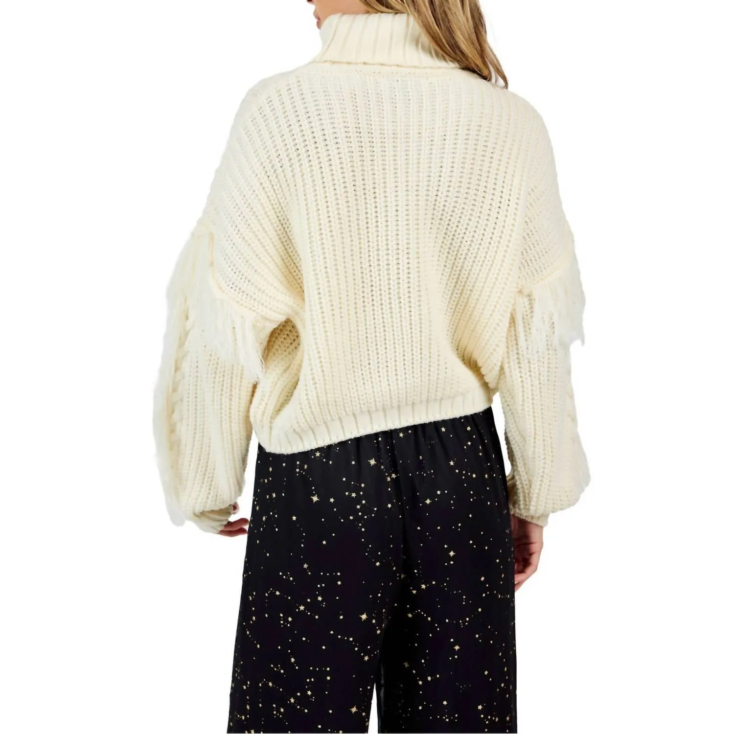 Sadie & Sage - Carter Fringe Sleeve Turtleneck Sweater