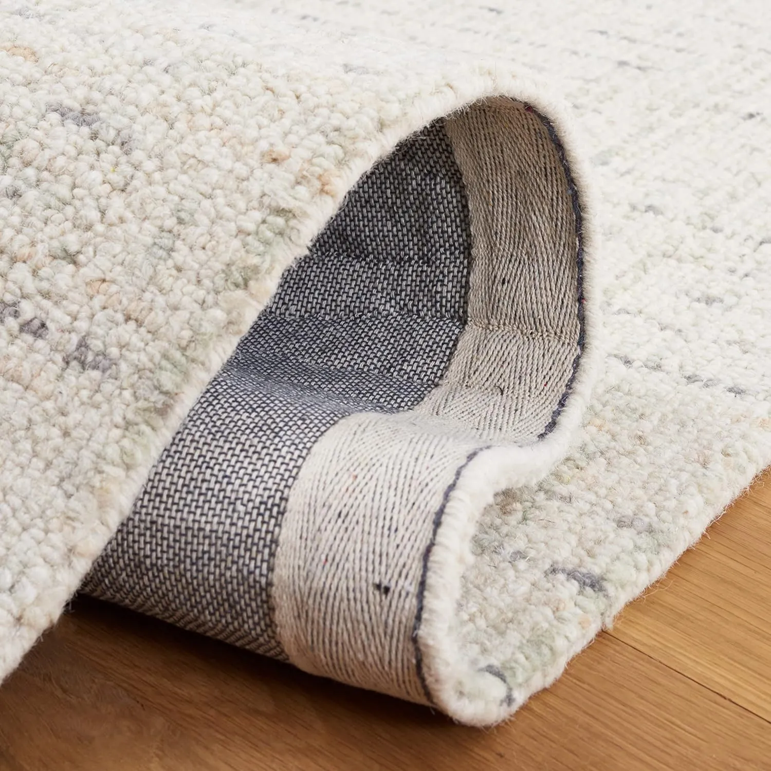 SAFAVIEH Abstract Collection Accent Rug - 3' x 5', Ivory & Light Grey, Handmade Wool, Ideal for High Traffic Areas in Entryway, Living Room, Bedroom (ABT468K)