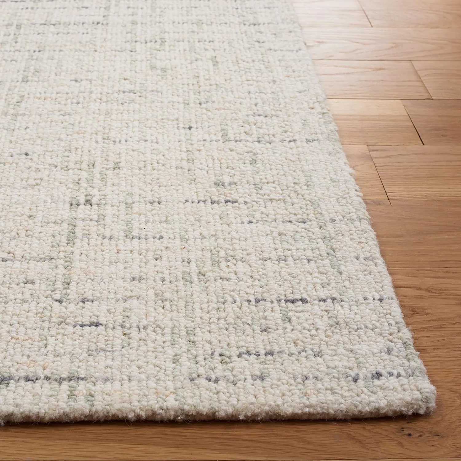 SAFAVIEH Abstract Collection Accent Rug - 3' x 5', Ivory & Light Grey, Handmade Wool, Ideal for High Traffic Areas in Entryway, Living Room, Bedroom (ABT468K)