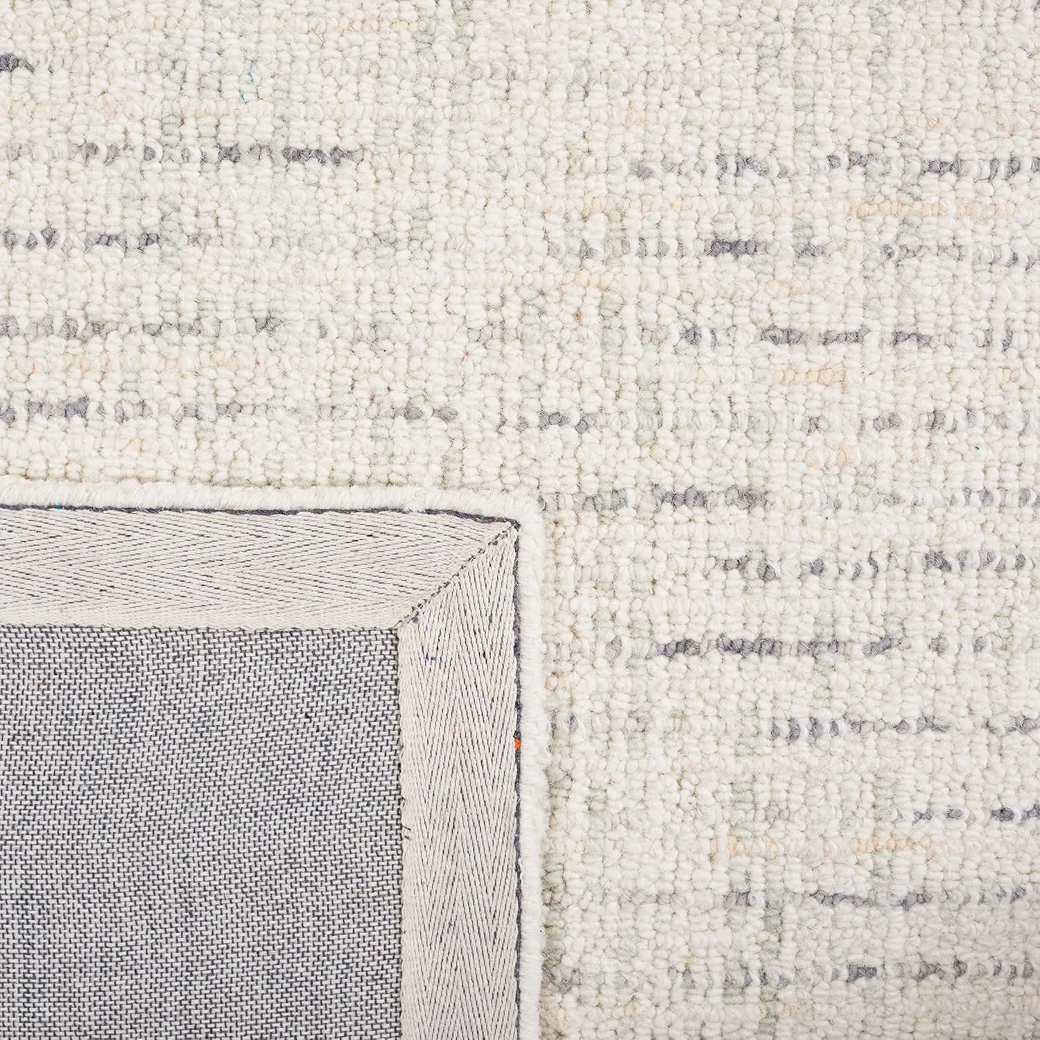 SAFAVIEH Abstract Collection Accent Rug - 3' x 5', Ivory & Light Grey, Handmade Wool, Ideal for High Traffic Areas in Entryway, Living Room, Bedroom (ABT468K)