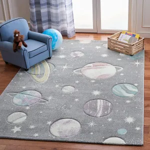 SAFAVIEH Area Rug 8x10 - Carousel Kids Collection - Large - Grey & Lavender, Non-Shedding & Easy Cleaning, Ideal for Boys & Girls in Playroom, Nursery, Bedroom (CRK103F)