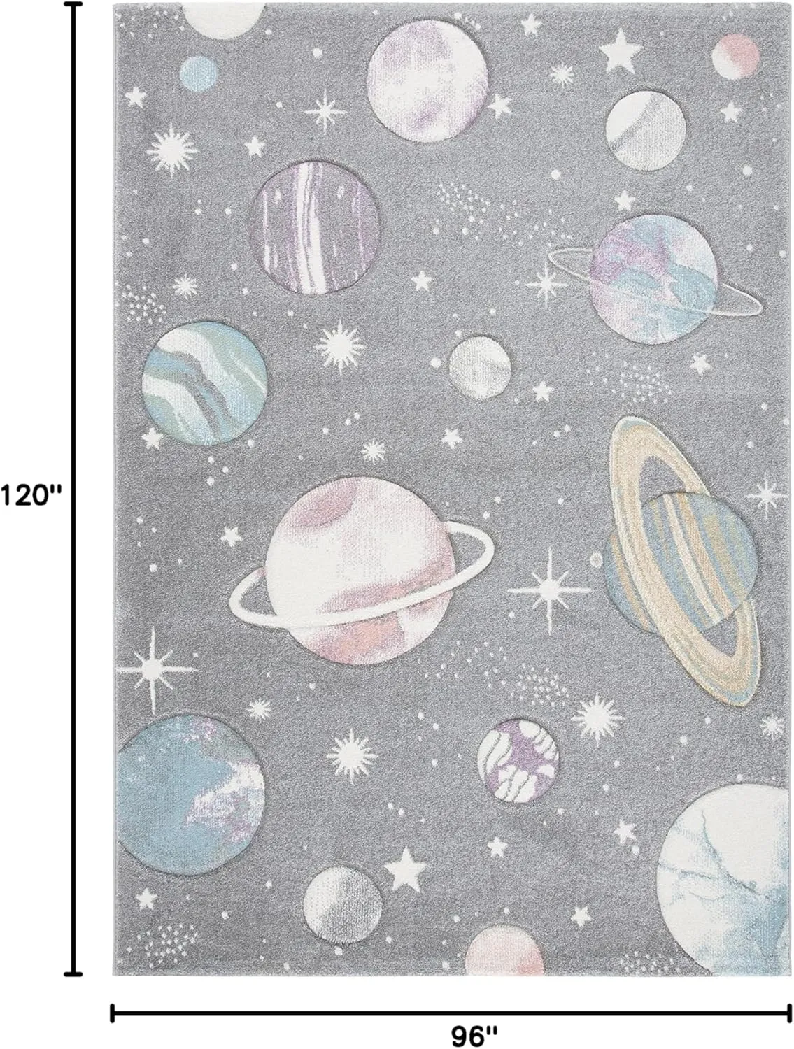 SAFAVIEH Area Rug 8x10 - Carousel Kids Collection - Large - Grey & Lavender, Non-Shedding & Easy Cleaning, Ideal for Boys & Girls in Playroom, Nursery, Bedroom (CRK103F)