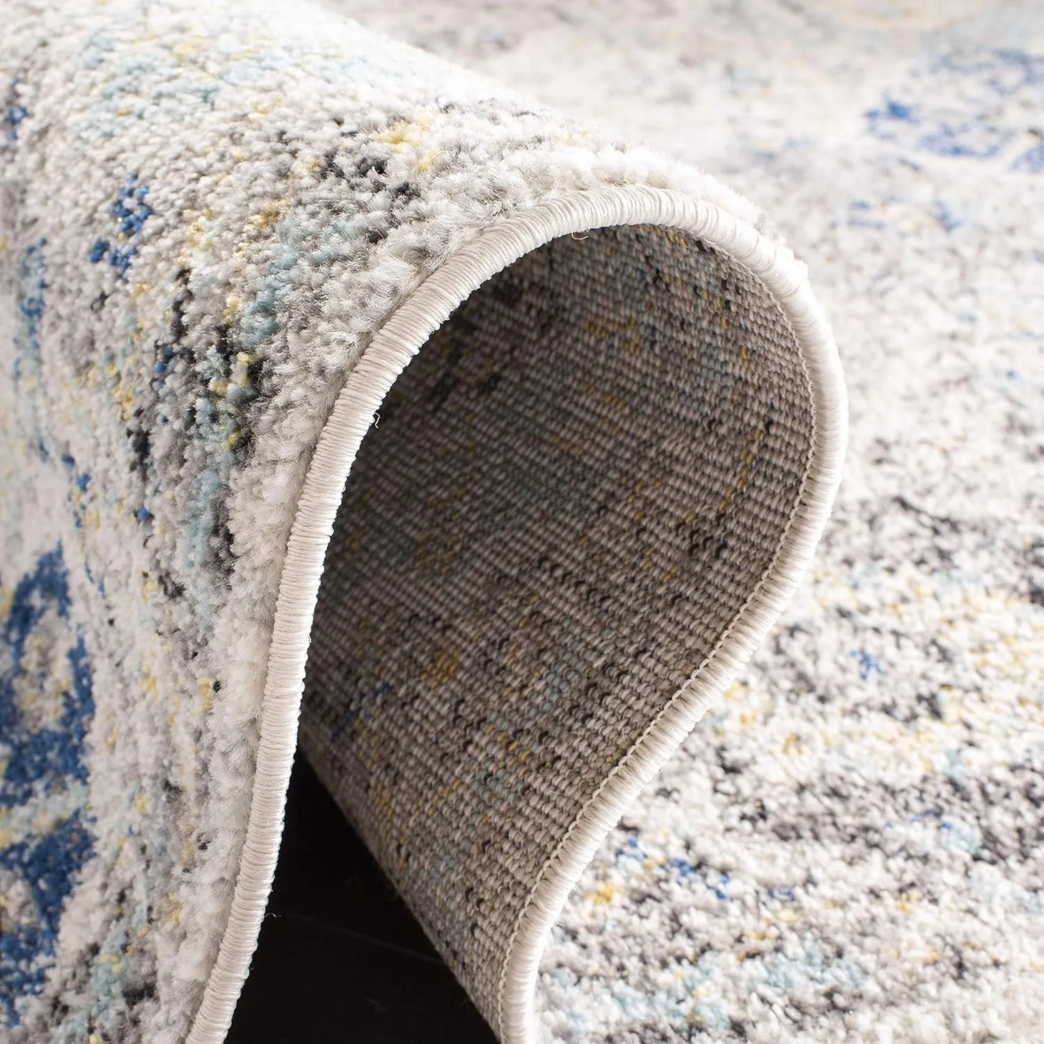 SAFAVIEH Area Rug 8x10 - Madison Collection - Large - Ivory & Aqua, Boho Chic Distressed Design, Non-Shedding & Easy Cleaning, Ideal for Living Room, Bedroom, Office, Dining Space (MAD611A)