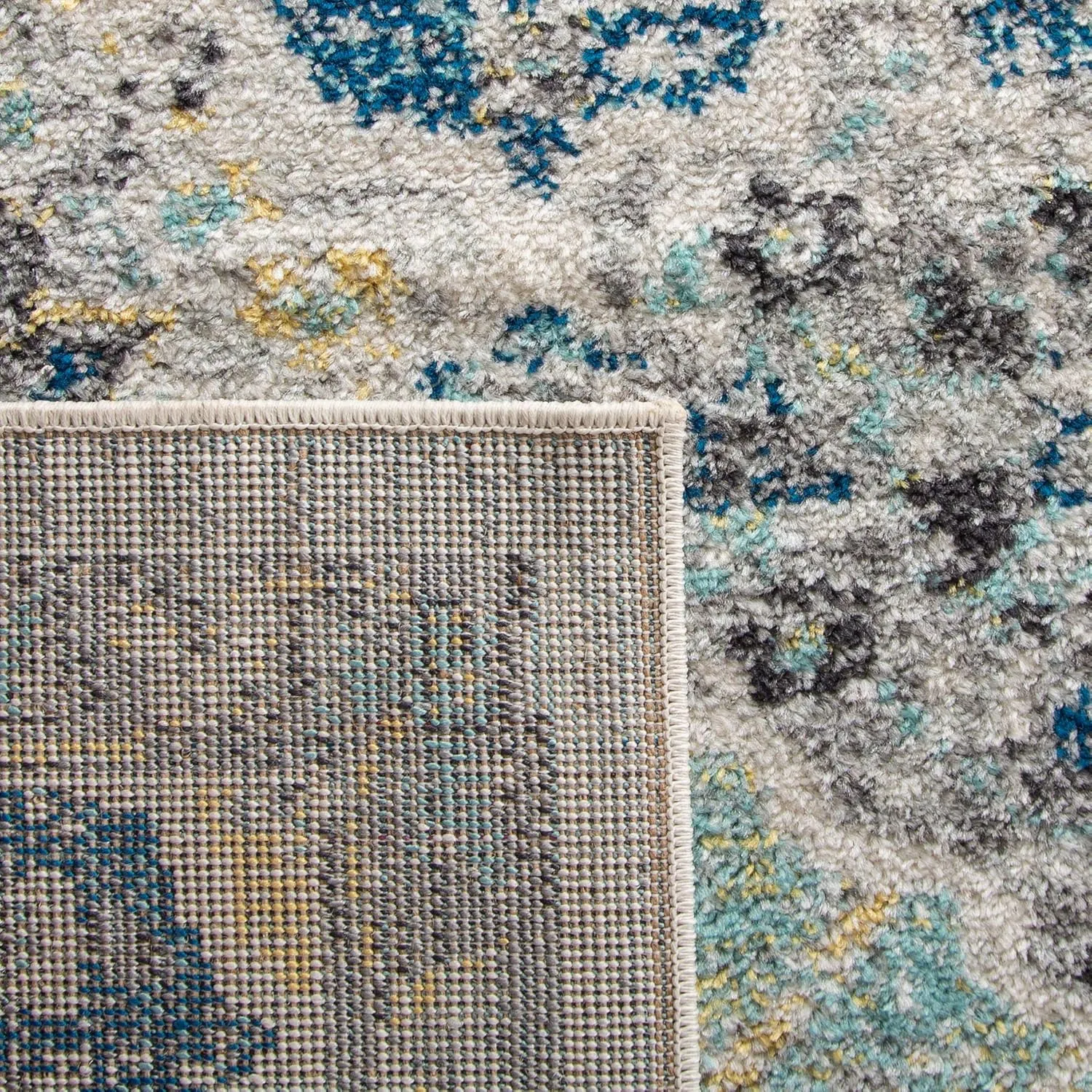 SAFAVIEH Area Rug 8x10 - Madison Collection - Large - Ivory & Aqua, Boho Chic Distressed Design, Non-Shedding & Easy Cleaning, Ideal for Living Room, Bedroom, Office, Dining Space (MAD611A)