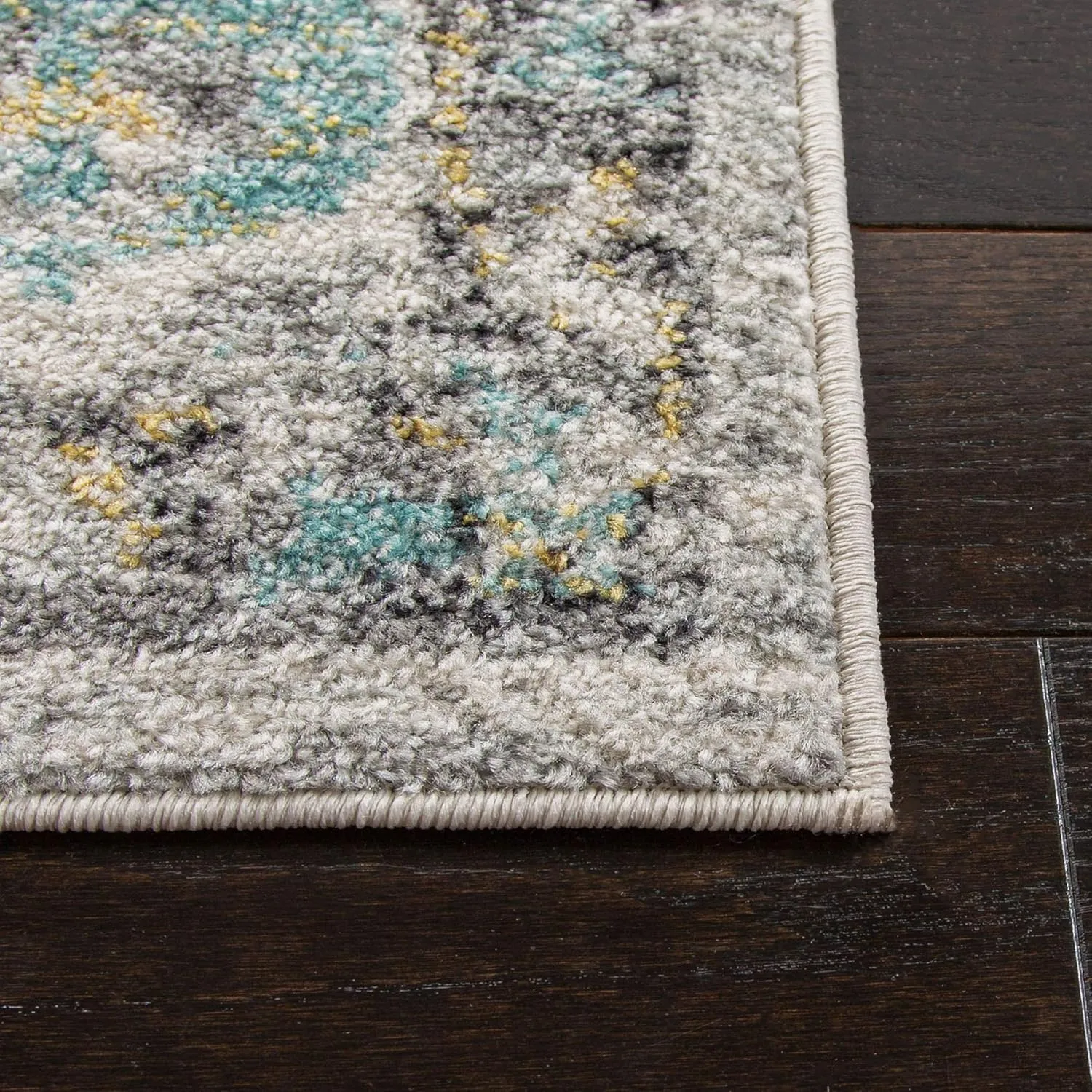 SAFAVIEH Area Rug 8x10 - Madison Collection - Large - Ivory & Aqua, Boho Chic Distressed Design, Non-Shedding & Easy Cleaning, Ideal for Living Room, Bedroom, Office, Dining Space (MAD611A)