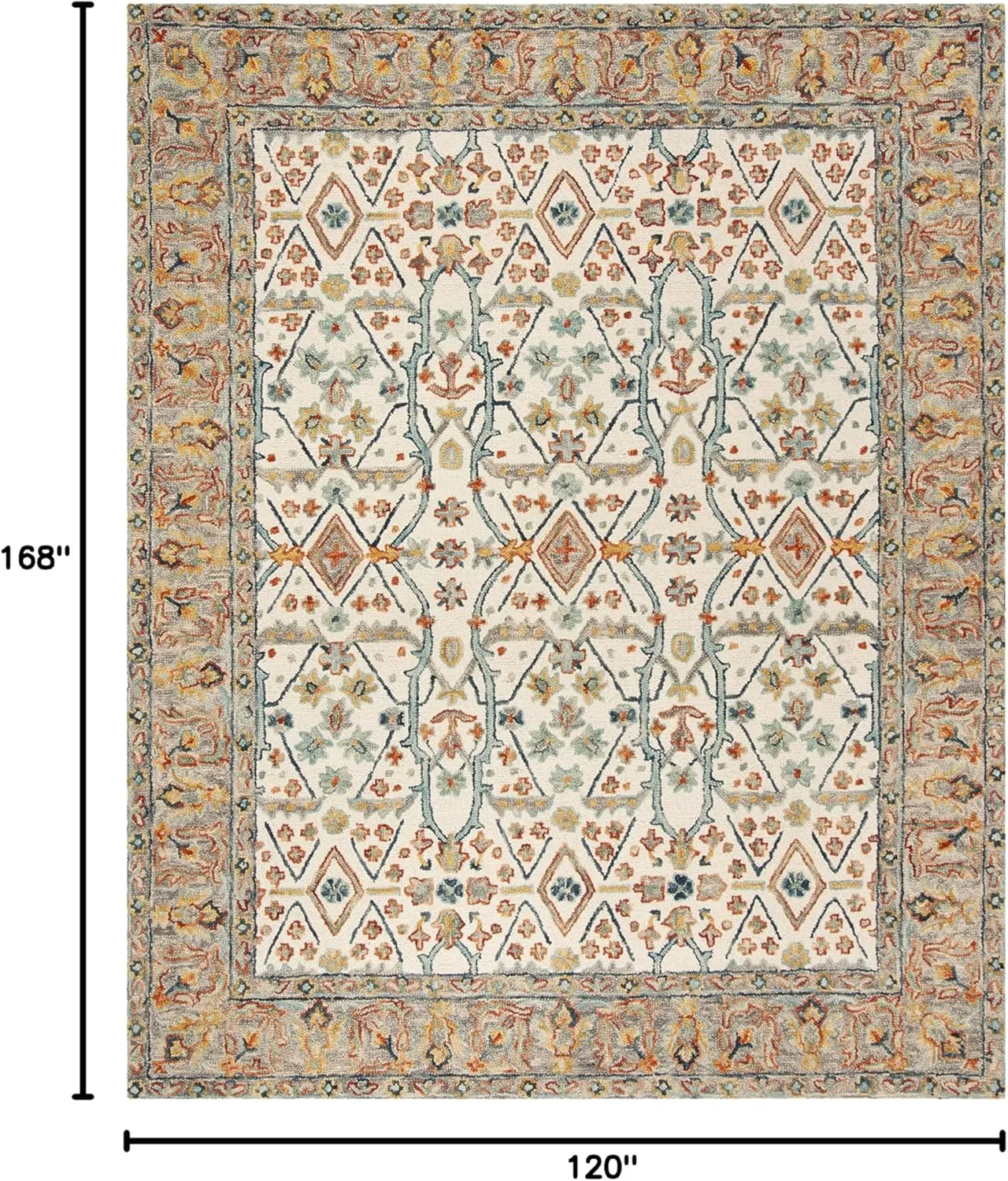 Safavieh Aspen Collection Area Rug - 10' x 14', Ivory & Blue, Handmade Boho Wool, Ideal for High Traffic Areas in Living Room, Bedroom (APN308A)